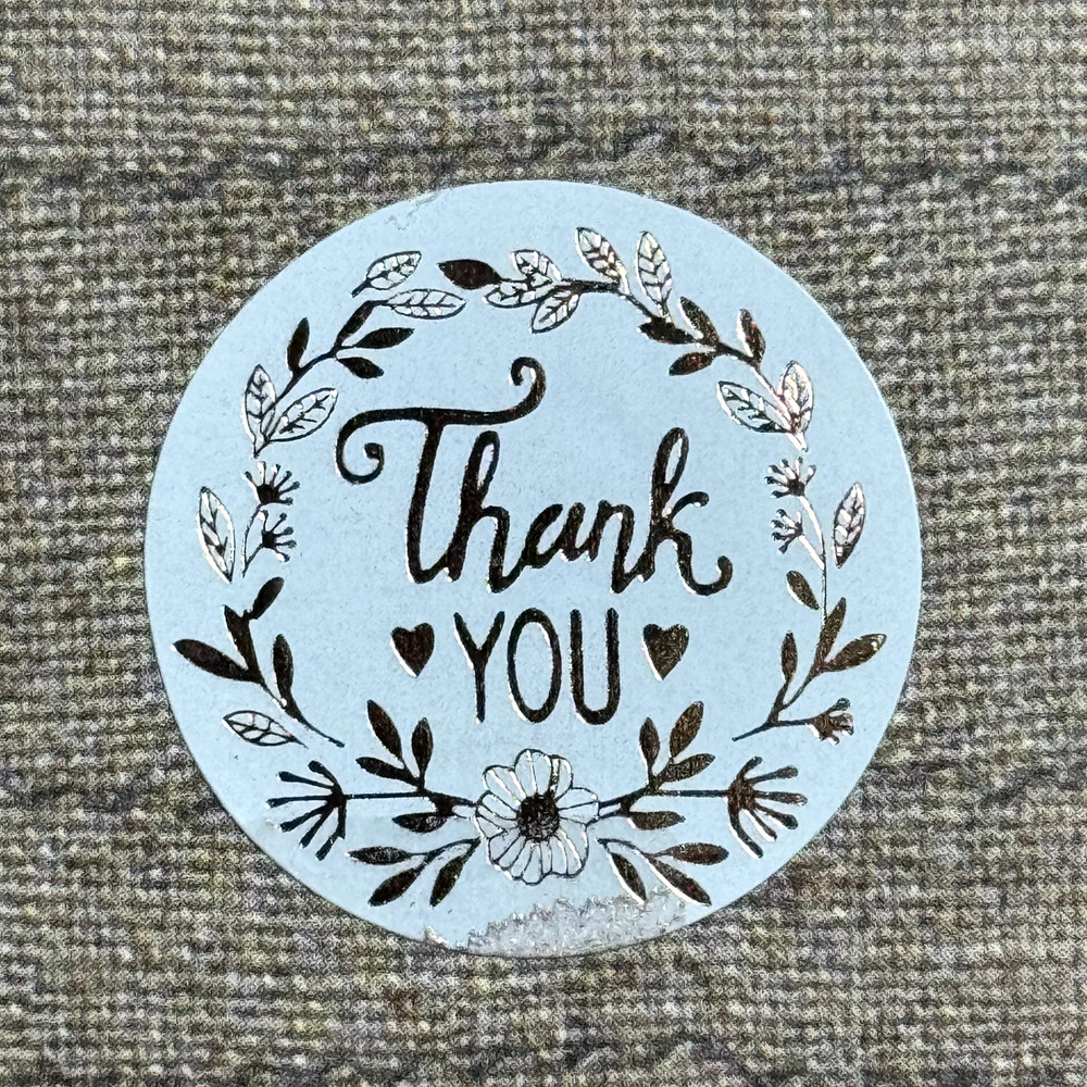 30 THANK YOU Round Rose Gold Wreath Gift Stickers 1” Envelope Seals 2 Designs