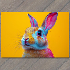 STICKER Bunny Rabbit Easter Color Explosion Whimsical Bright Pop Art Neon Fun