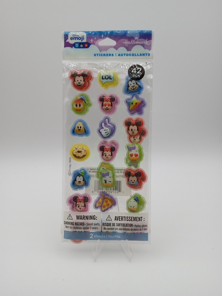 New 42 Piece Hallmark Puffy Stickers Disney Emoji Mickey Mouse Goofy Pluto