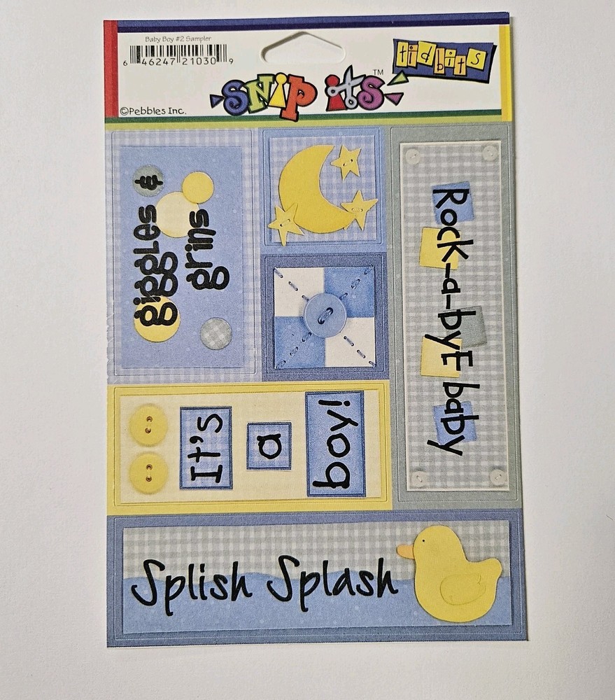 Pebbles Inc Baby Boy #2 Sampler Cardstock Stickers SnipIts Words & Titles Bath