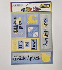 Set of 2 Pebbles Inc Baby Boy Cardstock Stickers Our Baby Boy #2 Sampler SnipIts