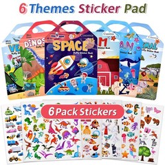 6 Set (260pcs) Puffy Sticker Books Activity for , Animal, Farm, Dinosaurs, Sp…