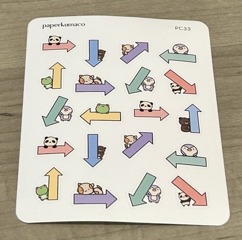 NEW PaperKumaCo Arrow Critters Sticker Sheet Paper Kuma Co PKC Stickers