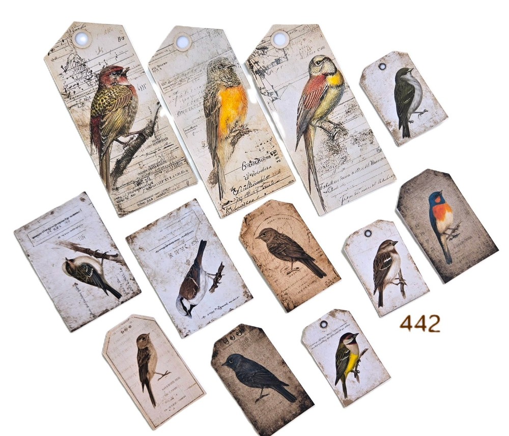 Vintage Bird Tags and Cards – Set of 13 – 442