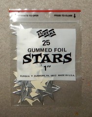 3 Packs Vintage Silver Star Foil Gummed Stickers (1″, 25 per pack, 75 total) new