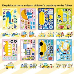 24 Sheets Vehicle Stickers for Kids, Make a Face Sticker, Make Your Own Car, …