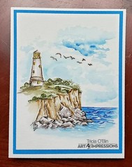 New ART IMPRESSIONS Acrylic rubber Stamp WATERCOLOR CLIFFS SEASIDE set freeUSAsh