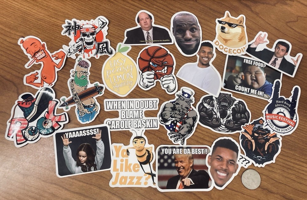 Lot of 21 ea Funny Joke Meme STICKERS – Random Memes Comedy Pop Culture Food Etc