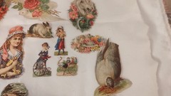 Fantastic Lot Antique Die Cut Scraps Dogs Cats Horses Children Birds 1800s