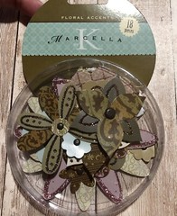 Marcella By K & Co Dimensional Floral Accents Scrapbook Craft Glitter 18 Pieces