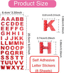 8 Sheets Glitter Alphabet Stickers Sparkling Crystal Rhinestones Letter a to Z S