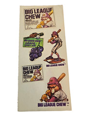 VTG 1980’s Scratch & Sniff Big League Chew Grape Baseball Stickers Bubble Gum