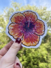 Tropical Hibiscus Flower: Waterproof Hand-Drawn Flower Art Decal