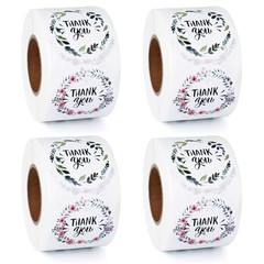 2000 PCS Thank You Stickers – 1.5 Inch, 6 Designs for Packages & Envelopes