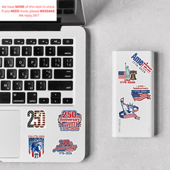 50Pcs 250th Anniversary Sticker USA 250 Years of Freedom White