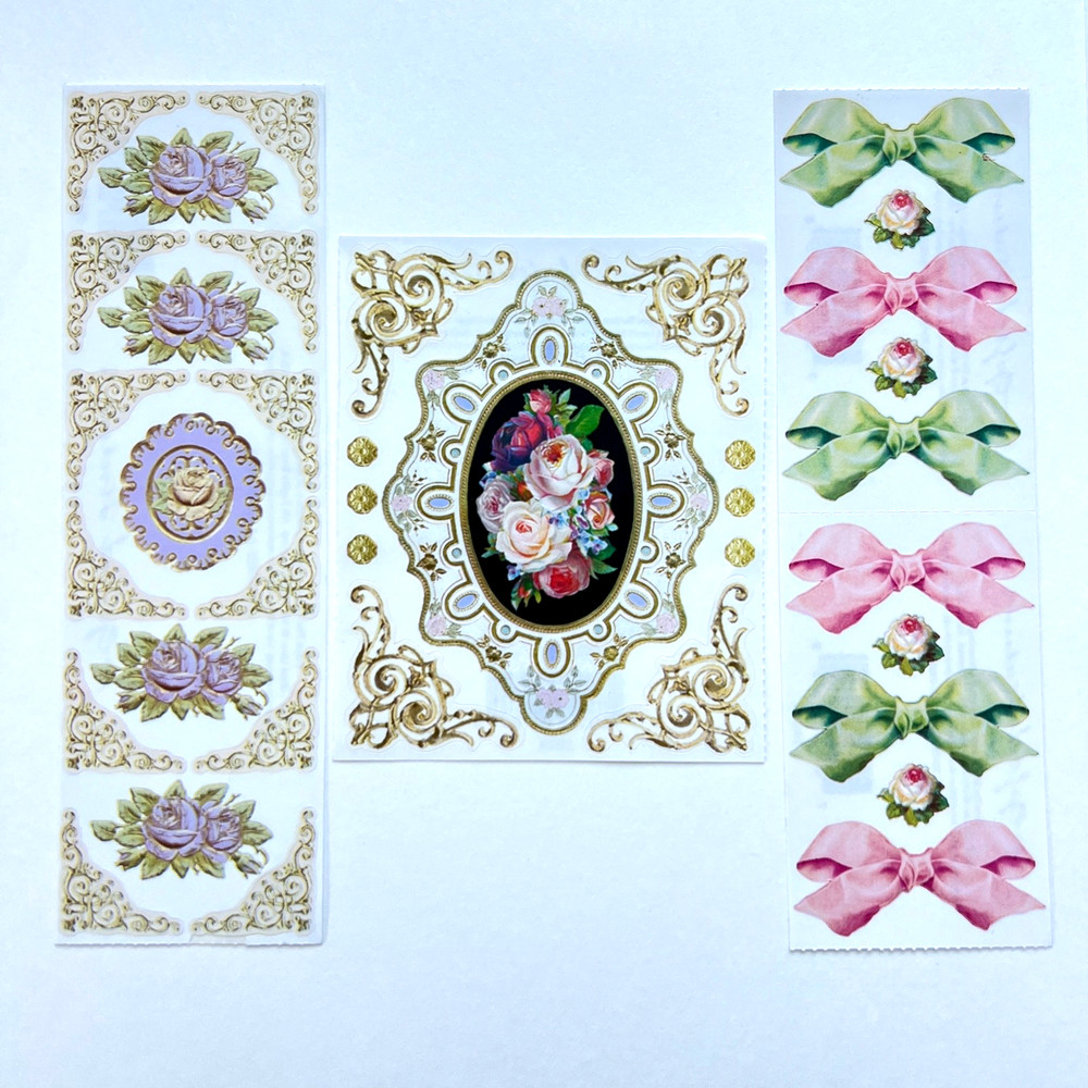 🌹Vintage 90s VICTORIAN STICKERS LOT Mrs John Grossmans gifted line flowers rose