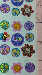 Vintage Sandylion Stickers Peace Signs Flowers 1 Strip Of 3 Modules