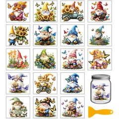 GLOBLELAND 18 Sheets Gnome Rub on Transfer 3.9 x 3.6 inches, Mixed Color