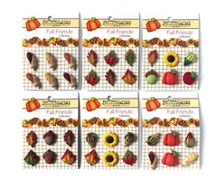 Buttons Galore FALL FRIENDS Set of Novelty 3D Embellishments Shank Buttons