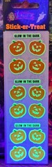 Sealed VTG SandyLion Glow In The Dark Stick-er-Treat Pumpkin Stickers ~ 1 Sheet