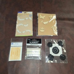 Scrapbooking Embellishments Stickers Brads Buttons Lot of 36 Mary Engelbreit