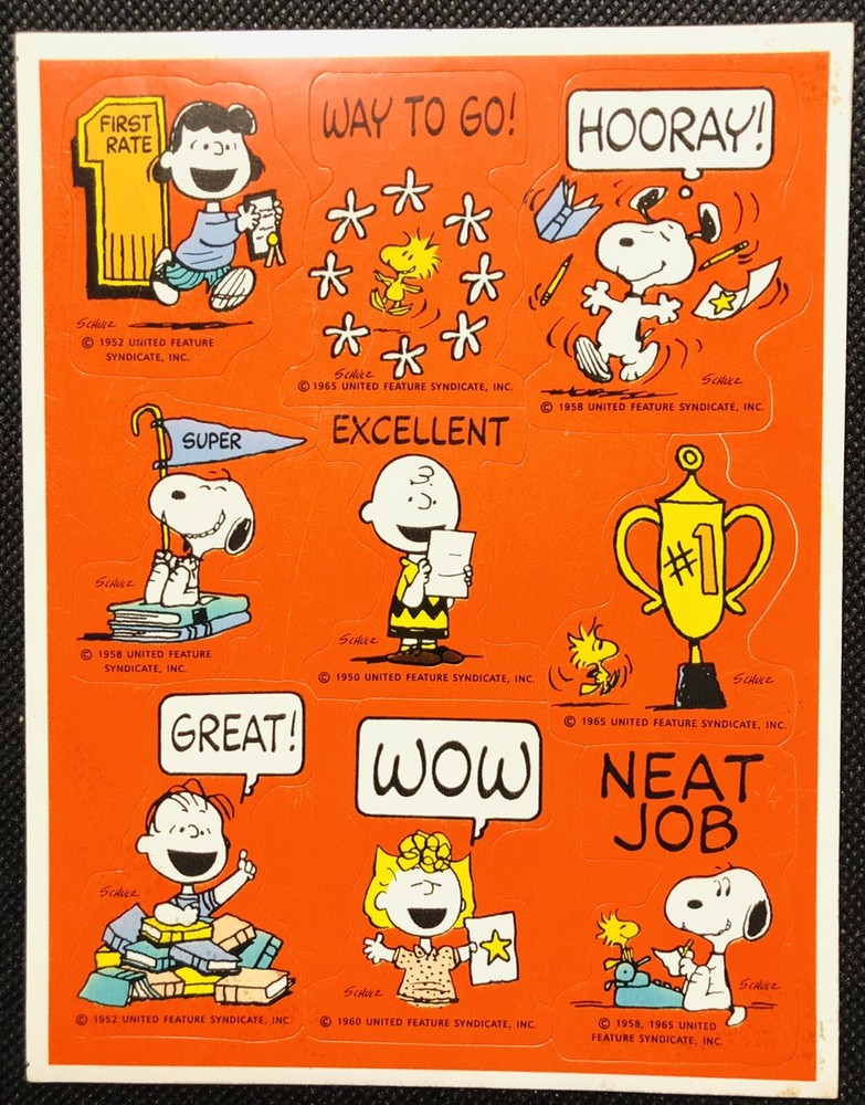 Vintage Hallmark Snoopy Peanuts Charlie Brown Sticker Sheet