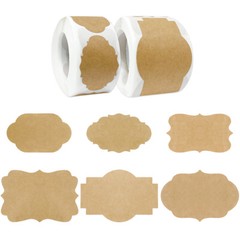 Wrapables Kraft Paper Sticker Labels for Lids, Jars, Bottles, (450pcs), Assorted