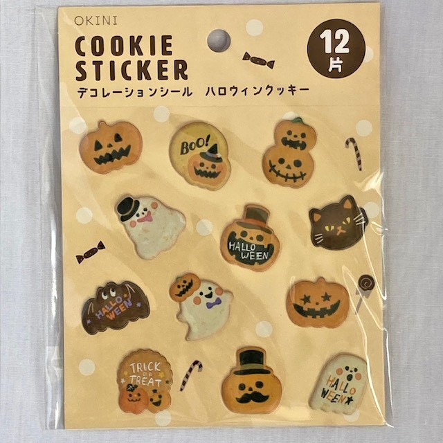 Halloween Cookie design Cute Puffy stickers 12pcs Ghost Pumpkin Cat JAPAN