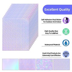 36 Sheets Holographic Laminate Sheets Clear Self Adhesive Sticker Paper | Transp