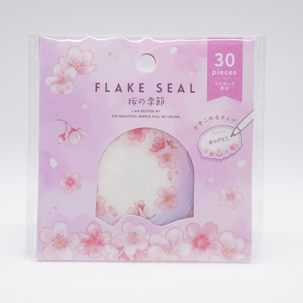 Synapse JAPAN Sakura Cherry Blossom Theme Flake Seal Message Stickers 30 pieces