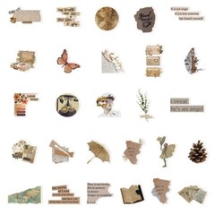 50pcs RETRO COTTAGECORE Vintage Stickers,Aesthetic Victotia Flowers Peacock,201