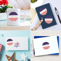 500 Pack Thank You Stickers Round Veterans Patriotic Decal for Scrapbook Party