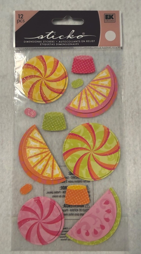 Sticko EK Success Sweet Tarts Jelly Candy Gumdrops Fruit Slices 12 Pieces New