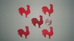 30 ROOSTER CHICKEN CONFETTI DIE CUTS PUNCHES 5 SHADES OF RED