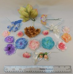 Paper & Fabric Flowers & Leaves 4 Scrapbooking Embellishments, Sewing or Crafts