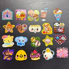 Rare Kawaii Vintage Heisei Food Girls Animals Sticker Flakes Japan 20 Pieces