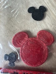Disney Mickey Mouse Embroidered Stickers Scrapbook Ears Red Black