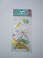 Crafts Jolee’s Stickers Dragonfly Dragonflies Gold Clear Gems Plastic 3D Flowers