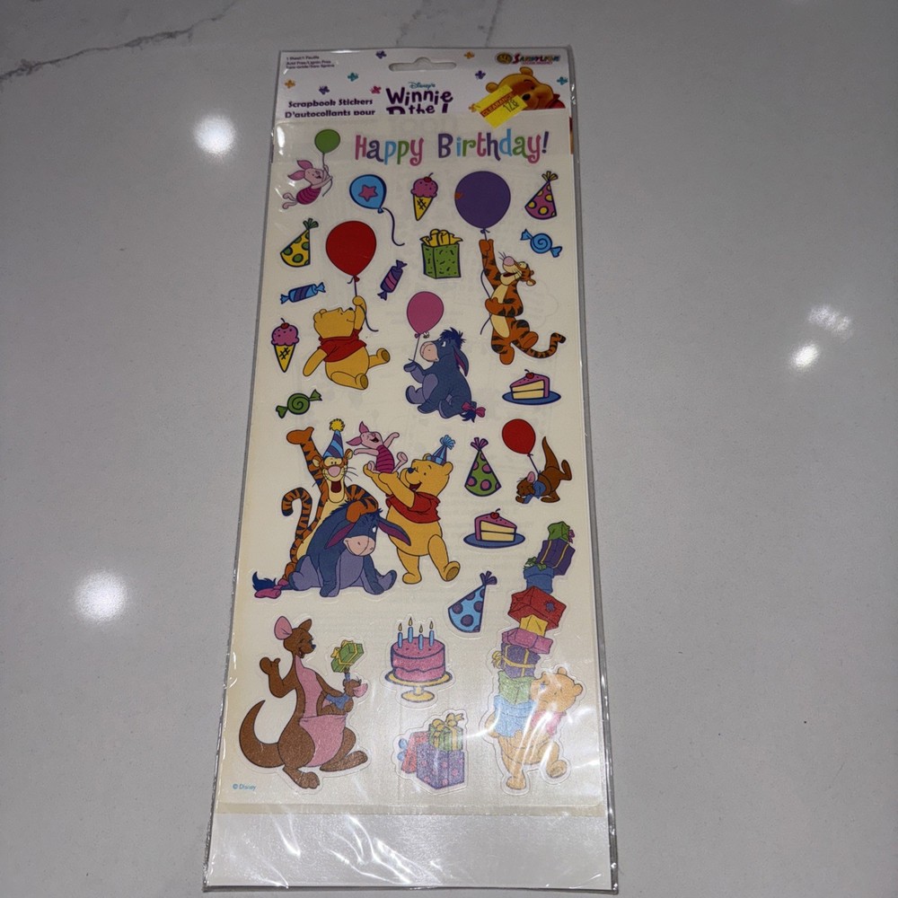 Disney Winnie Pooh Party Tigger Piglet Eeyore Kanga Sandylion Scrapbook Stickers