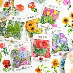 100PCS Pressed Dried Flower Sea PET Floral Stickers Scrapbook Papercraft Supply