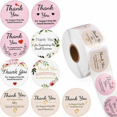 500Pc Thank You Stickers Labels for Envelopes Bubble Mailers Gift Bags Packaging