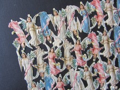 Vintage Diecuts 60 Tiny Angels Cherubs w Sm Tree Scrap Paper Heller #99 Austria