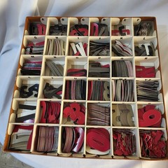 3 Trays of Red Die-Cut Letters and Numbers & Case For Sign Making