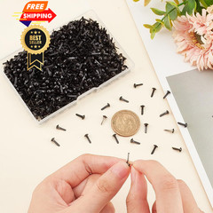 PH PandaHall 1000pcs Mini Brads Fasteners Black Metal Paper