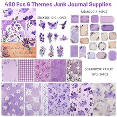 480 Pcs Floral Scrapbook Paper Junk Journal Stickers Supplies Colorful floral