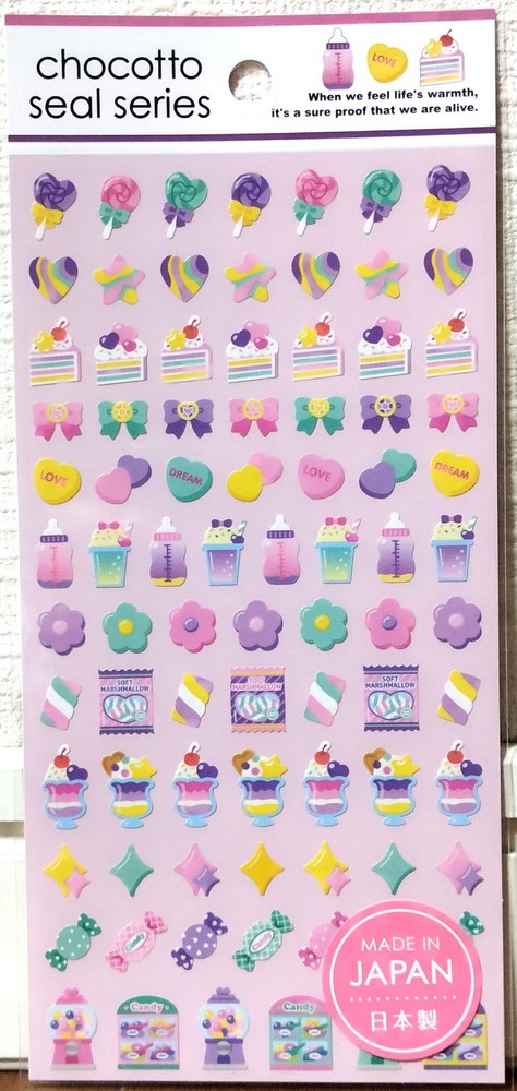 GAIA Pastel Pop Chocotto Sticker Kawaii Sweets Cake Candy Ribbon MADE IN JAPAN