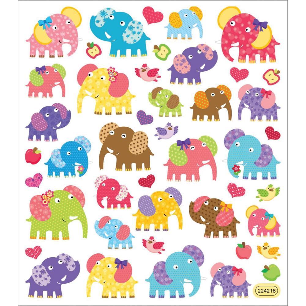Scrapbooking Crafts Stickers Patterned Elephants Colorful Bows Hearts Birds Dots