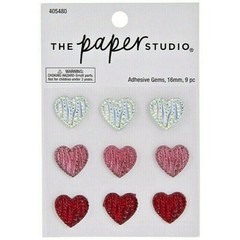 The Paper Studio Gemstones Collection HEARTS Rhinestone Stickers – 9 pcs – 16mm