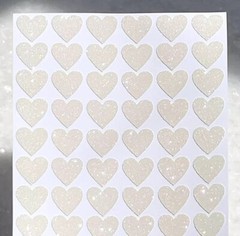 White/Ivory Glitter Heart Sticker Sheet! – Choose a Size – Cute & Sparkly!