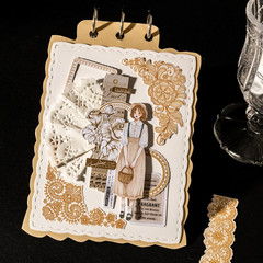 90PCS Vintage Lace Frame Stickers, Retro Scrapbook Stickers with Elegant Borders